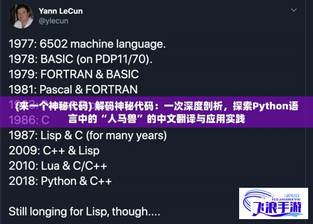 (来一个神秘代码) 解码神秘代码：一次深度剖析，探索Python语言中的“人马兽”的中文翻译与应用实践