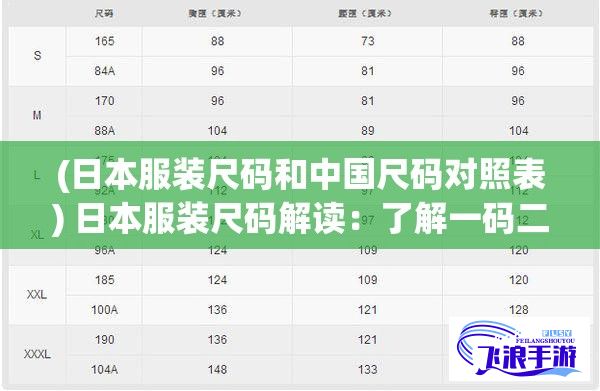 (日本服装尺码和中国尺码对照表) 日本服装尺码解读：了解一码二码三码与国际尺寸的对应关系